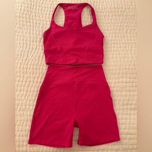 Top and Bottom POWERBEYOND Intensity Racerback and Biker Shorts with Pockets